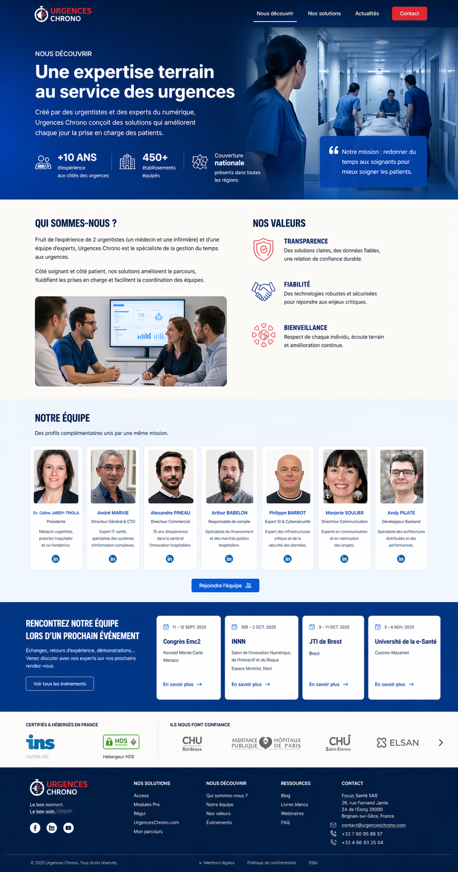 Maquette page d'accueil Urgences Chrono